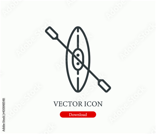 Canoe vector icon.  Editable stroke. Linear style sign for use on web design and mobile apps, logo. Symbol illustration. Pixel vector graphics - Vector