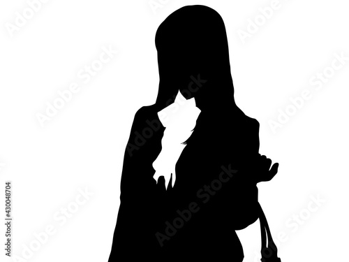 スーツ姿の女性シルエット_4