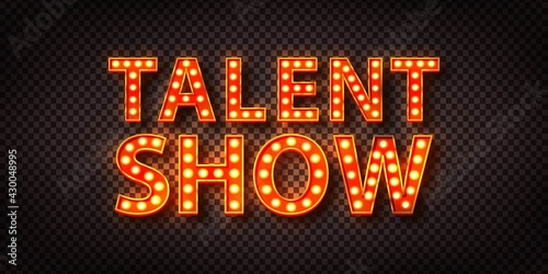 Vector realistic isolated red marquee text of Talent Show logo for decoration on the transparent background.