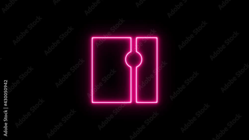 Linear neon animation of pink logo on black background. Motion graphic, 4K video