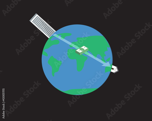 Wire transfer from one country to transfer money to overseas vector