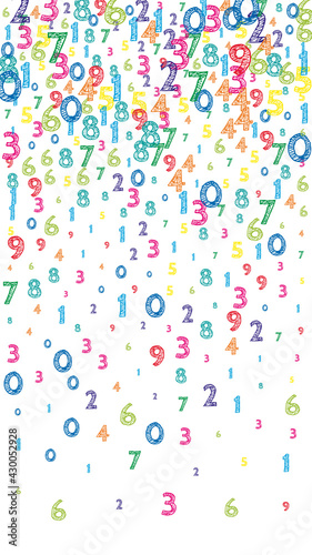 Wallpaper Mural Falling colorful orderly numbers. Math study concept with flying digits. Fine back to school mathematics banner on white background. Falling numbers vector illustration. Torontodigital.ca