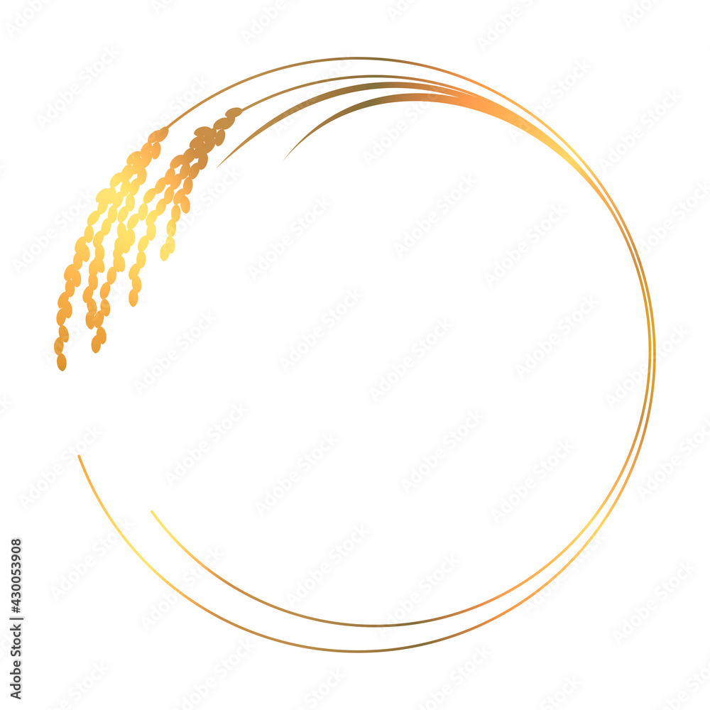 稲穂のフレームイラスト 黄金色 Stock Illustration Adobe Stock