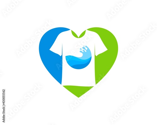 Love shape with T-shirt and laundry water inside