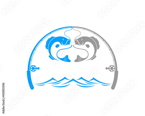 Two fishing road face to face vector illustration