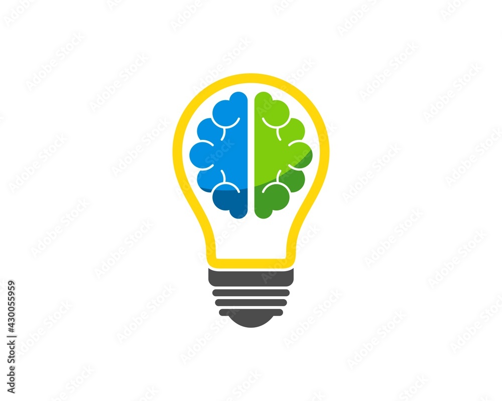 Simple electrical bulb with brain inside Simple electrical bulb with brain inside