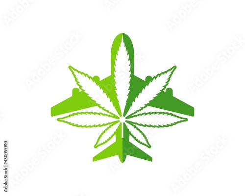 Transportation plane with cannabis leaf inside