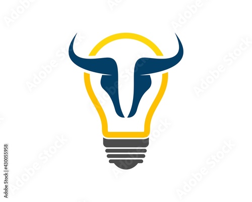 Simple electrical bulb with abstract bull head inside