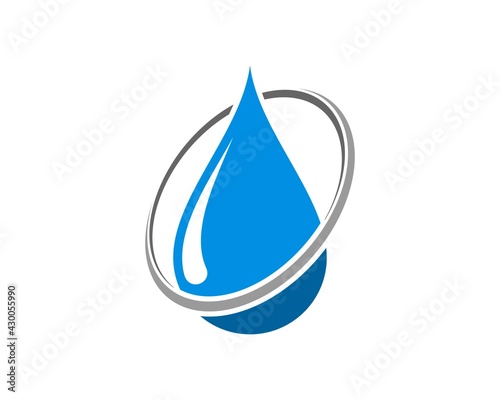 Blue water drop with oval swoosh inside