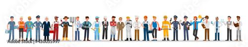 People group different job and occupations character vector design. Labor Day. photo