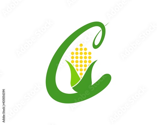 C letter initial with abstract corn inside