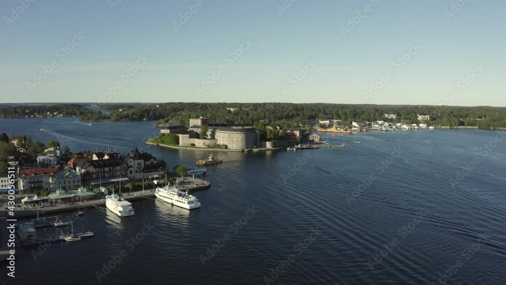 Drone view over Vaxholm in Stockholm archipelago. High quality 4k footage Drone view over Vaxholm in Stockholm archipelago. High quality 4k footage