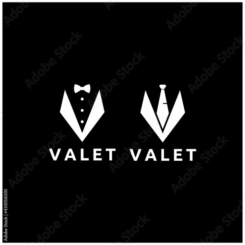 Initial Letter V Valet Bow Tie Logo Design Set