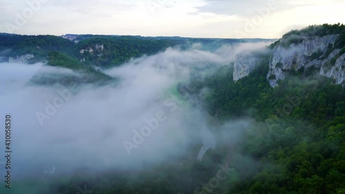 Wallpaper Mural Bird’s eye view of beautiful landscape of quiet mountains in clouds with a road Torontodigital.ca