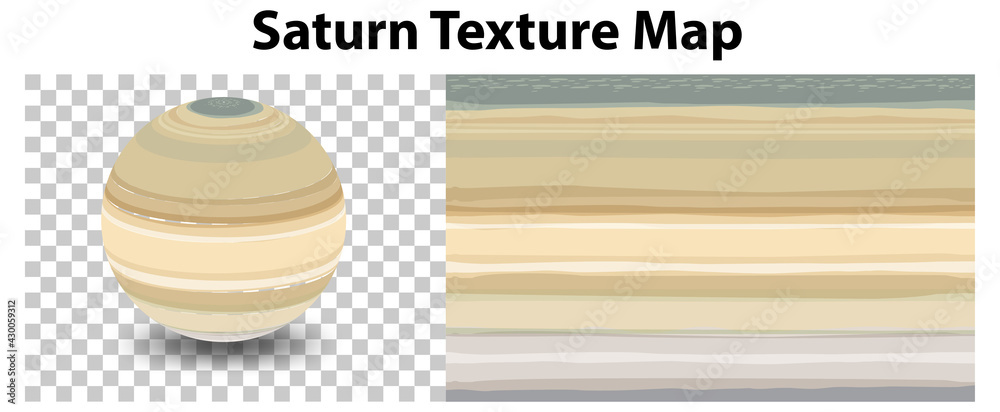 Saturn planet on transparent with Saturn texture map Stock Vector ...