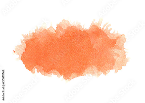 orange splash of paint watercolor on paper.