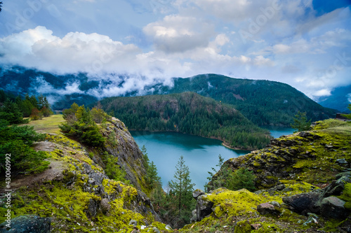 Mountain landscape, Diablo lake and mountain Seattle, North Cascade national park, Washington state, USA,