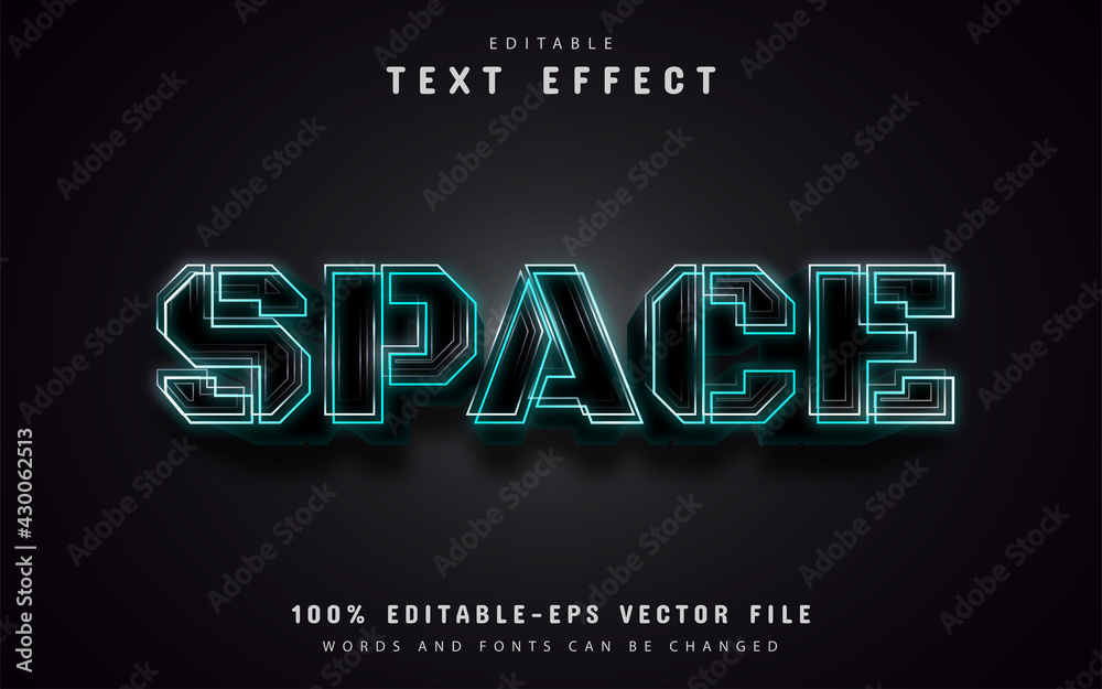 Space text, editable text effect