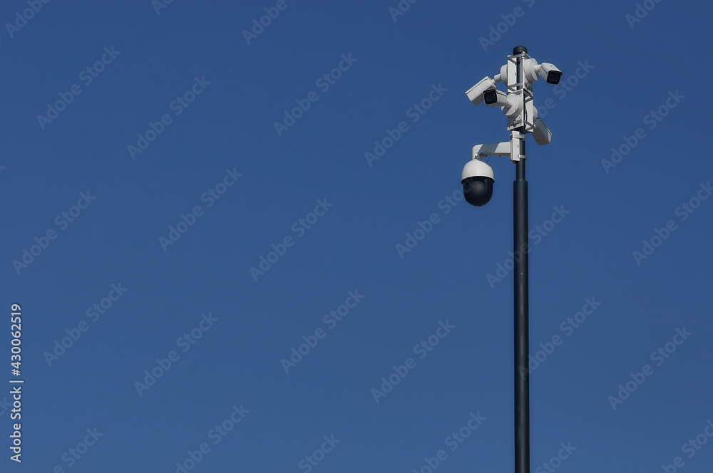 Video surveillance system against the blue sky. Video surveillance system against the blue sky.