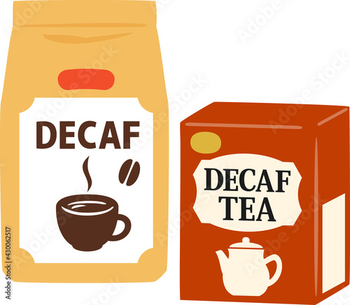 デカフェのコーヒーと紅茶のパッケージ