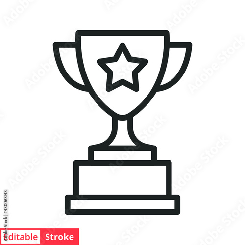 Trophy line icon. Simple outline style for app and web design element. Winner, award, cup, champ, contest, prize, won concept. Vector illustration isolated on white background. Editable stroke EPS 10.