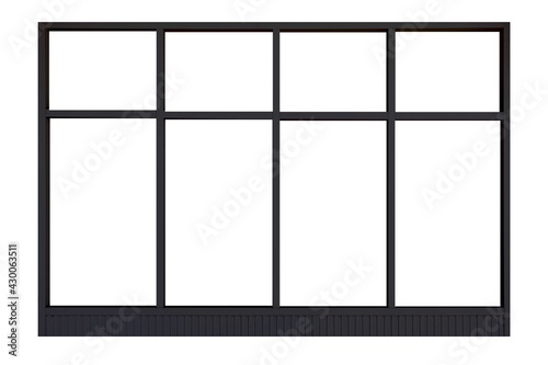 Black sliding  aluminum window frame isolated on a white background
