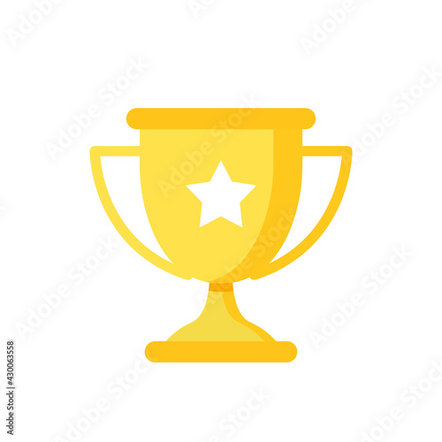 Trophy icon. Simple flat style for app and web design element. Winner, award, cup, champ, contest, prize, won concept. Vector illustration isolated on white background. EPS 10.