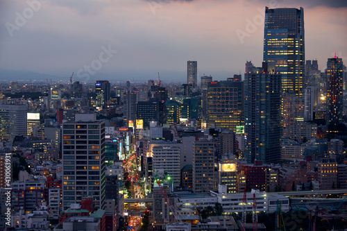 ARK Hills as seen from the Tokyo Tower at night time. Tokyo. Japan © Serg Zastavkin