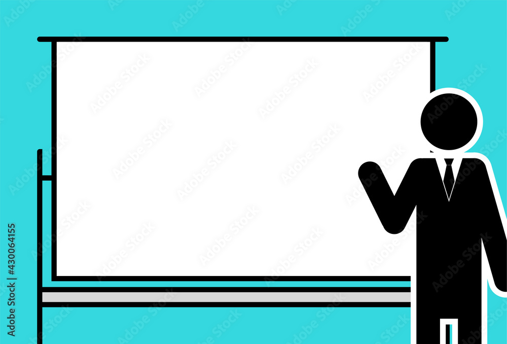 ホワイトボードでプレゼンするビジネスパーソン ベクターイラスト ホワイトボードでプレゼンするビジネスパーソン ベクターイラスト