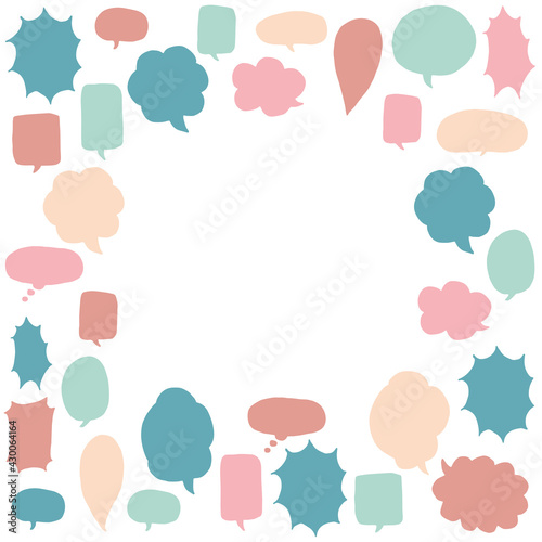 セリフ吹き出しのカラフルフレーム影なし
