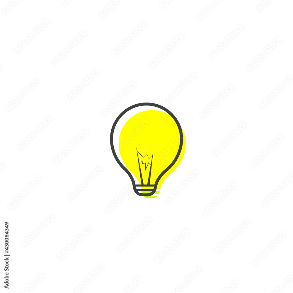 Flat Yellow bulb Outline Cartoon Style Suitable for Sticker, Icon. Isolated on a white background Flat Yellow bulb Outline Cartoon Style Suitable for Sticker, Icon. Isolated on a white background