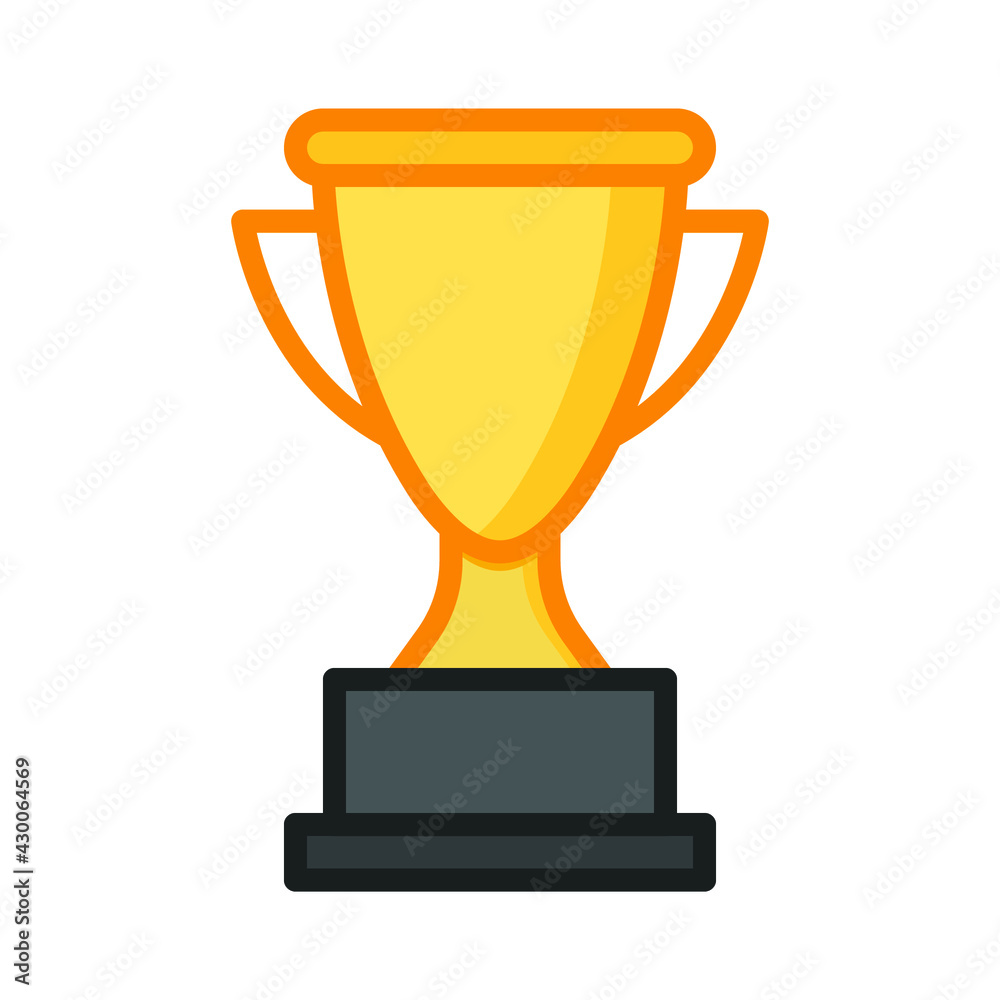 Trophy icon. Simple filled outline style for app and web design element. Winner, award, cup, champ, contest, prize, won concept. Vector illustration isolated on white background. EPS 10.