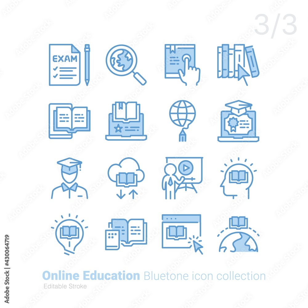 Online Education blue icon set V.3/3