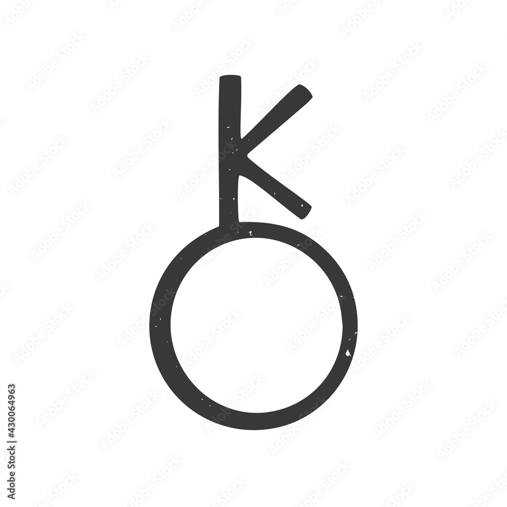Ancient astrological symbol of asteroid Chiron. Minimalistic icon isolated on a white background. Vector shabby hand drawn illustration Ancient astrological symbol of asteroid Chiron. Minimalistic icon isolated on a white background. Vector shabby hand drawn illustration