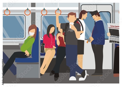 Commuter train passenger. Simple flat illustration.