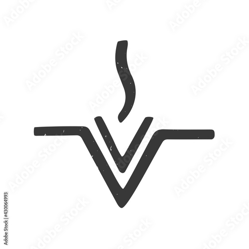 Ancient astrological symbol of asteroid Vesta. Minimalistic icon isolated on a white background. Vector shabby hand drawn illustration