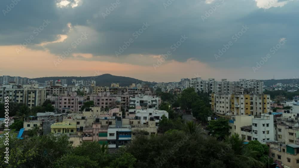 Beautiful Cityscape View of Indian Urban City and Day to Night Time Lapse With Clouds, Maharashtra, India Beautiful Cityscape View of Indian Urban City and Day to Night Time Lapse With Clouds, Maharashtra, India