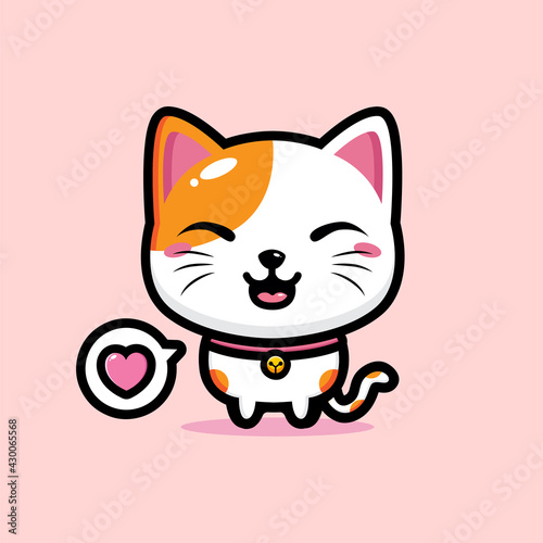 cartoon cute lucky cat vector design