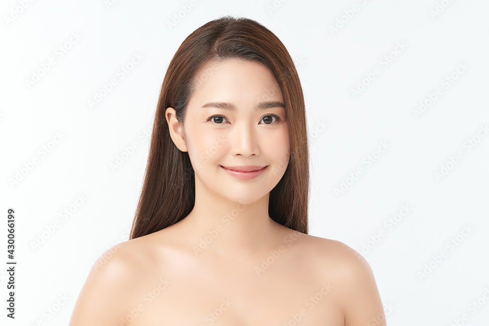 Beautiful young asian woman with clean fresh skin on white background, Face care, Facial treatment, Cosmetology, beauty and spa, Asian women portrait Beautiful young asian woman with clean fresh skin on white background, Face care, Facial treatment, Cosmetology, beauty and spa, Asian women portrait