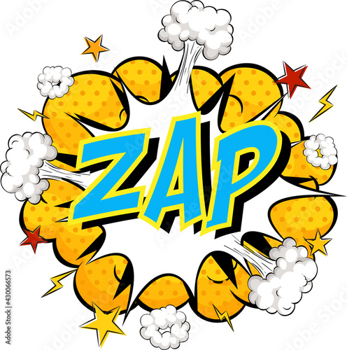 Word Zap on comic cloud explosion background
