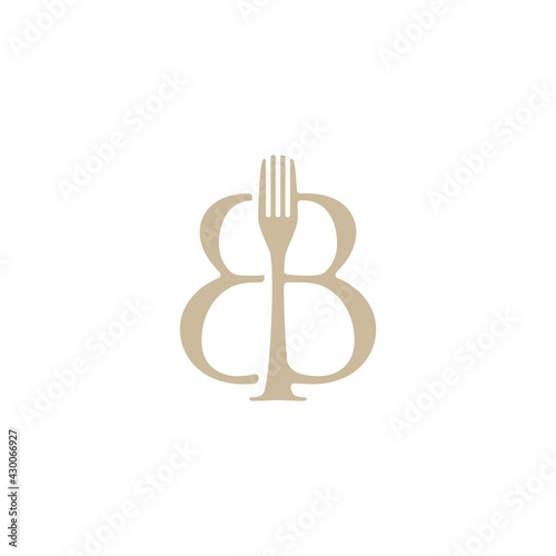 fork bb double b letter mark fork food restaurant logo vector icon illustration