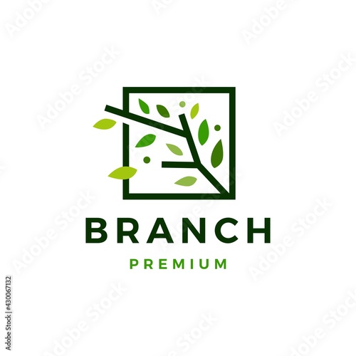 square tree branch leaf logo vector icon illustration