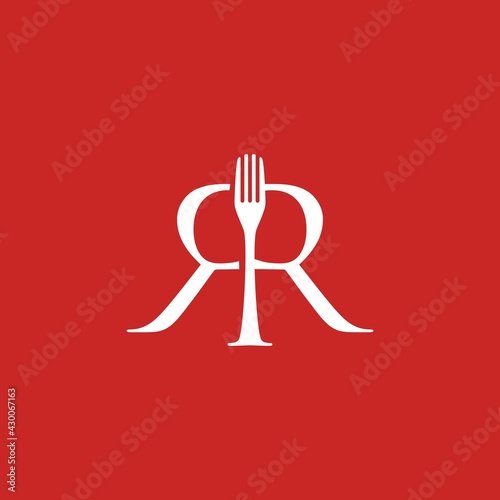 fork rr double r letter mark fork food restaurant logo vector icon illustration photo