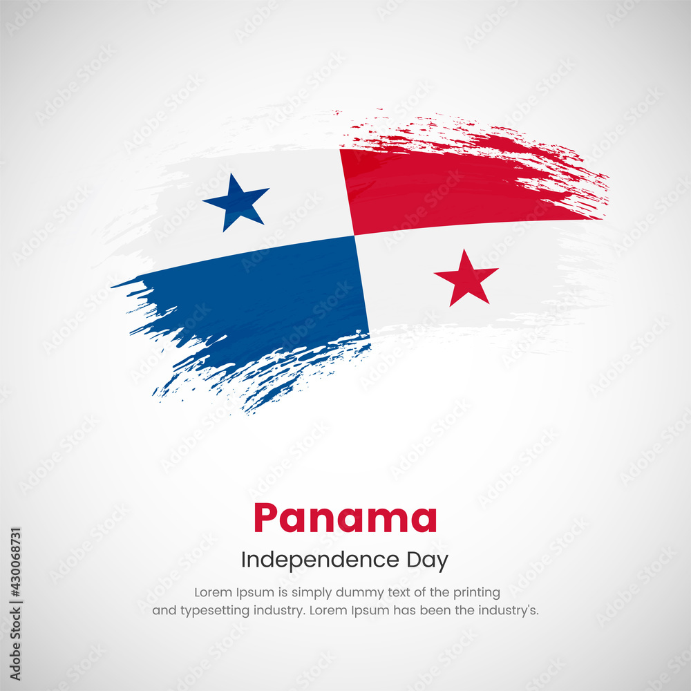 Fototapeta Pędzlem malowane flaga nieczysty kraju Panamy. Dzień Niepodległości Panamy. Streszczenie klasyczne malowane tło flaga pędzla grunge.