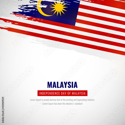 Happy independence day of Malaysia with brush style watercolor country flag background