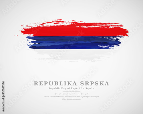 Happy republic day of Republika Srpska with artistic watercolor country flag background