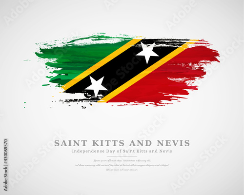 Happy independence day of Saint Kitts and Nevis with artistic watercolor country flag background