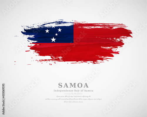 Happy independence day of Samoa with artistic watercolor country flag background