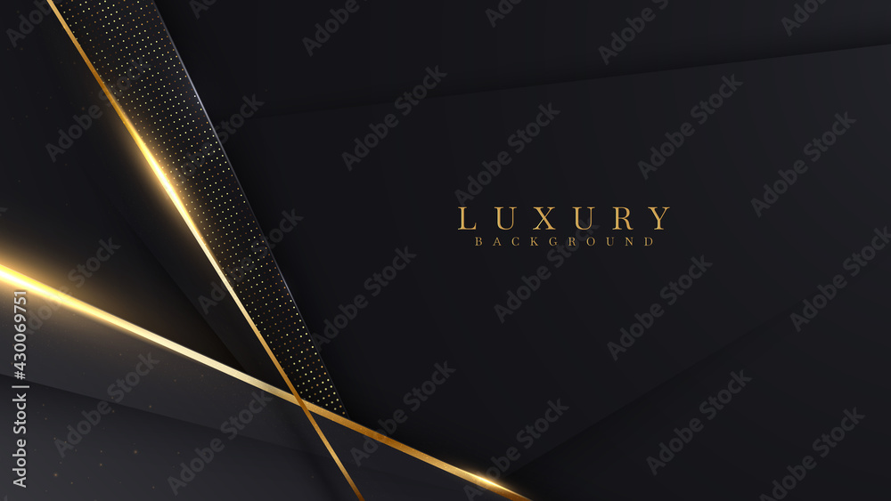 Luxury abstract background with golden lines on dark. modern black ...