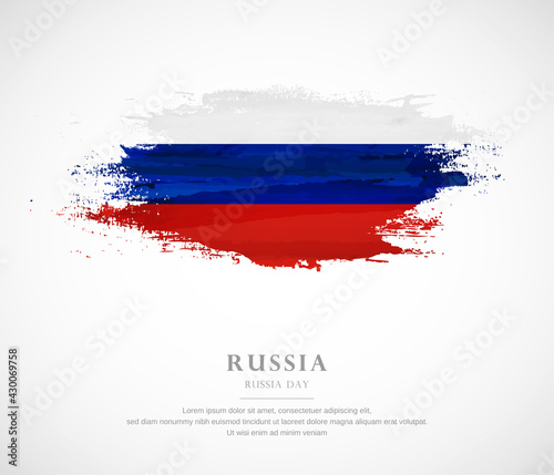 Abstract watercolor brush stroke flag for Russia day